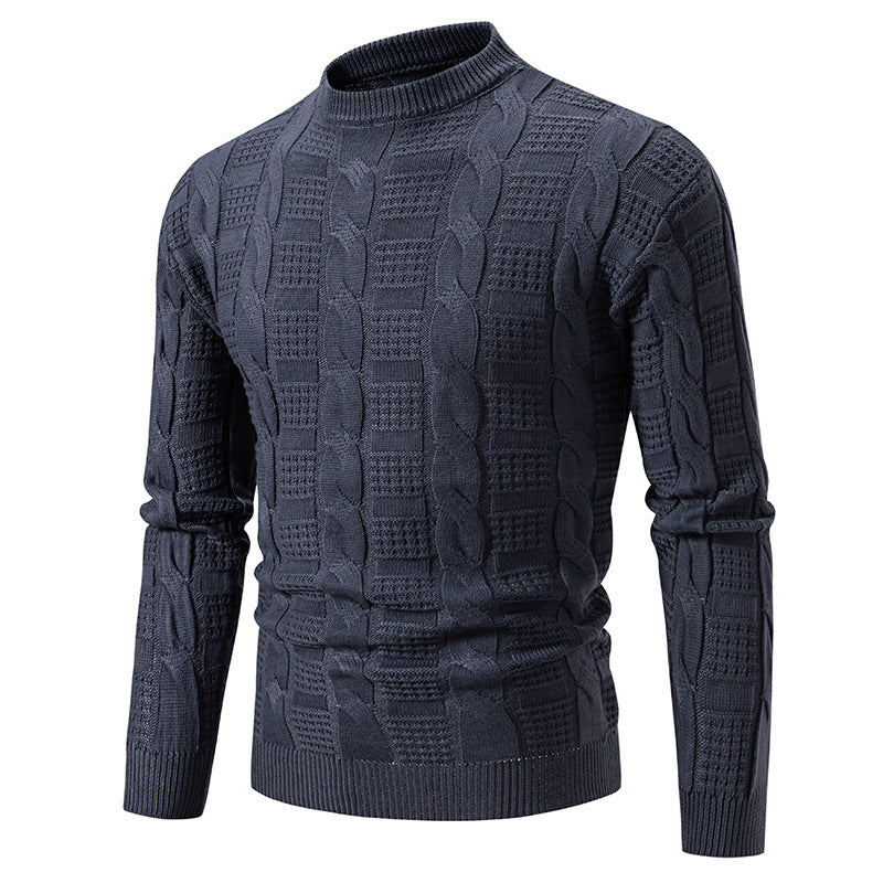 Elegant knitted sweater for men with high neck and cable knit pattern Lune London