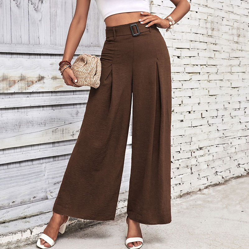 Elegant high waist wide trousers for women with belt and pleats Lune London