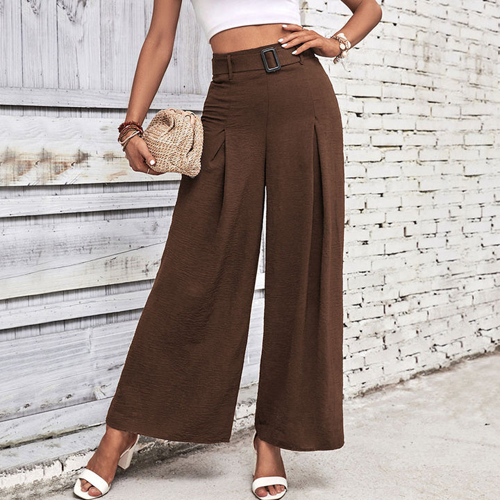 Elegant high waist wide trousers for women with belt and pleats Lune London
