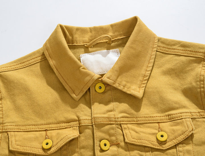 Stylish denim jacket for men with modern high collar and practical pockets Lune London