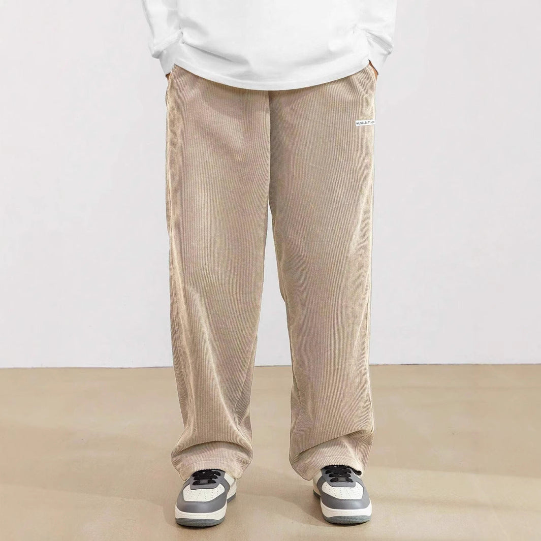 Wide corduroy pants for men with elastic waistband and practical side pockets Lune London