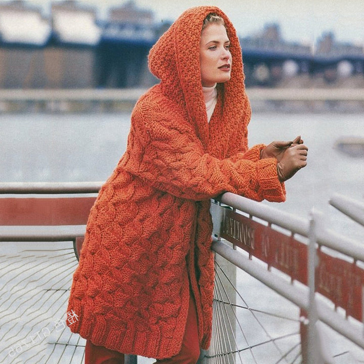 Chunky knit coat for women with hood and oversized design Lune Londonl