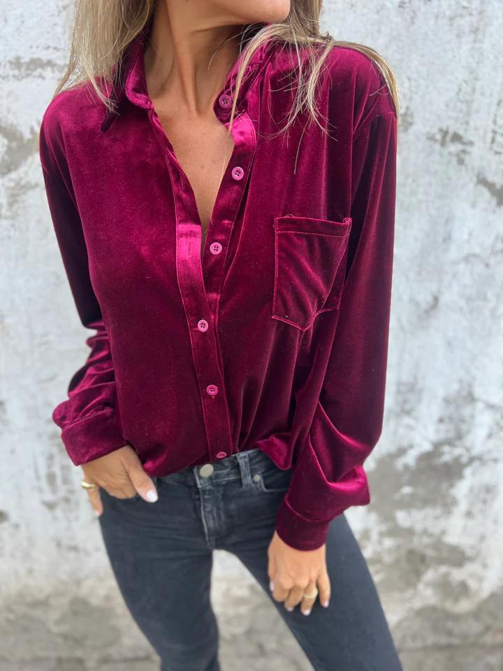Women Elegant and Luxurious Velvet Blouse with Pockets Lune London