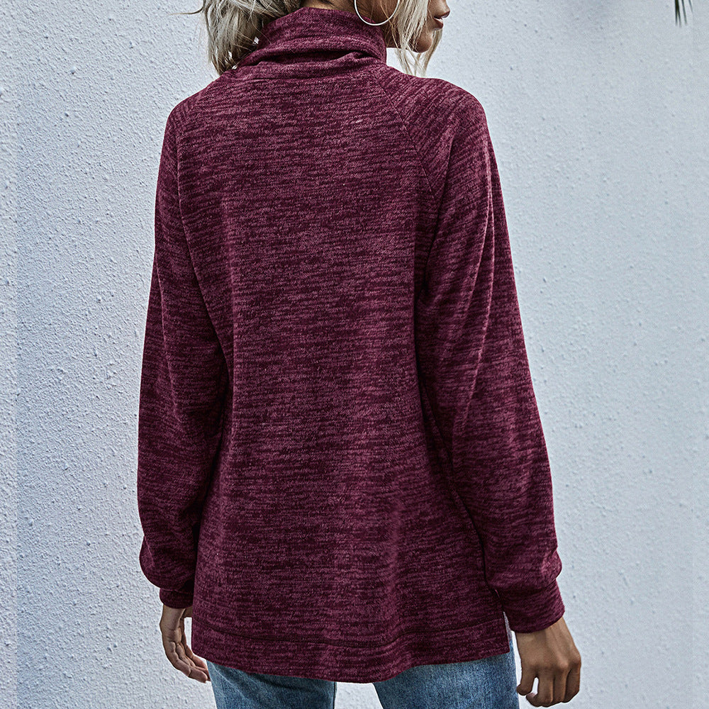 Pull femme décontracté avec col montant et poches pratiques Lune London