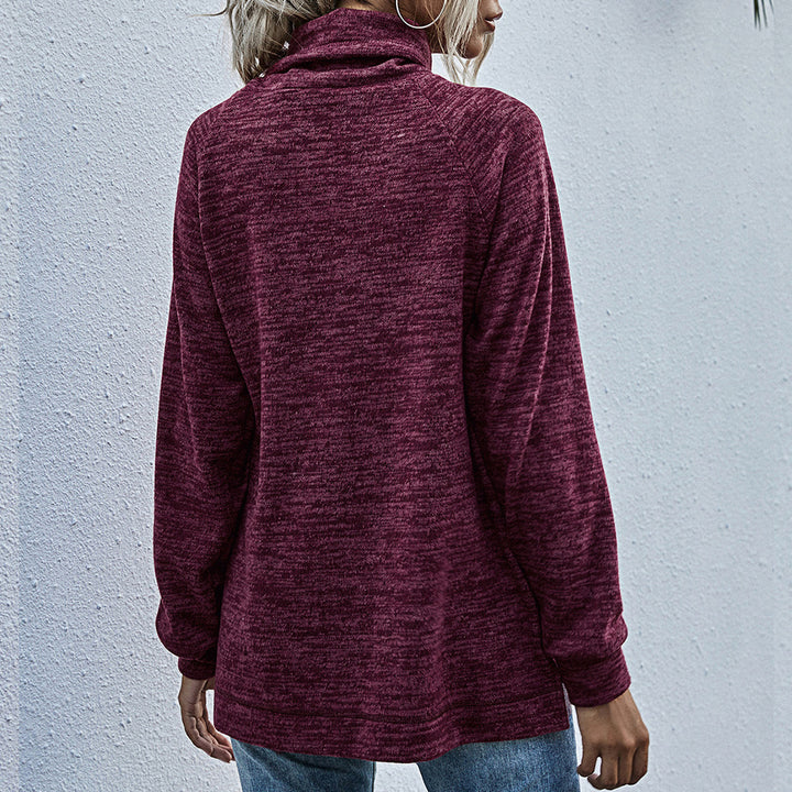 Pull femme décontracté avec col montant et poches pratiques Lune London