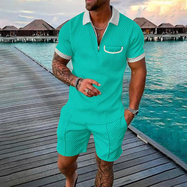 Short sleeve polo set with pattern for men and shorts Lune London