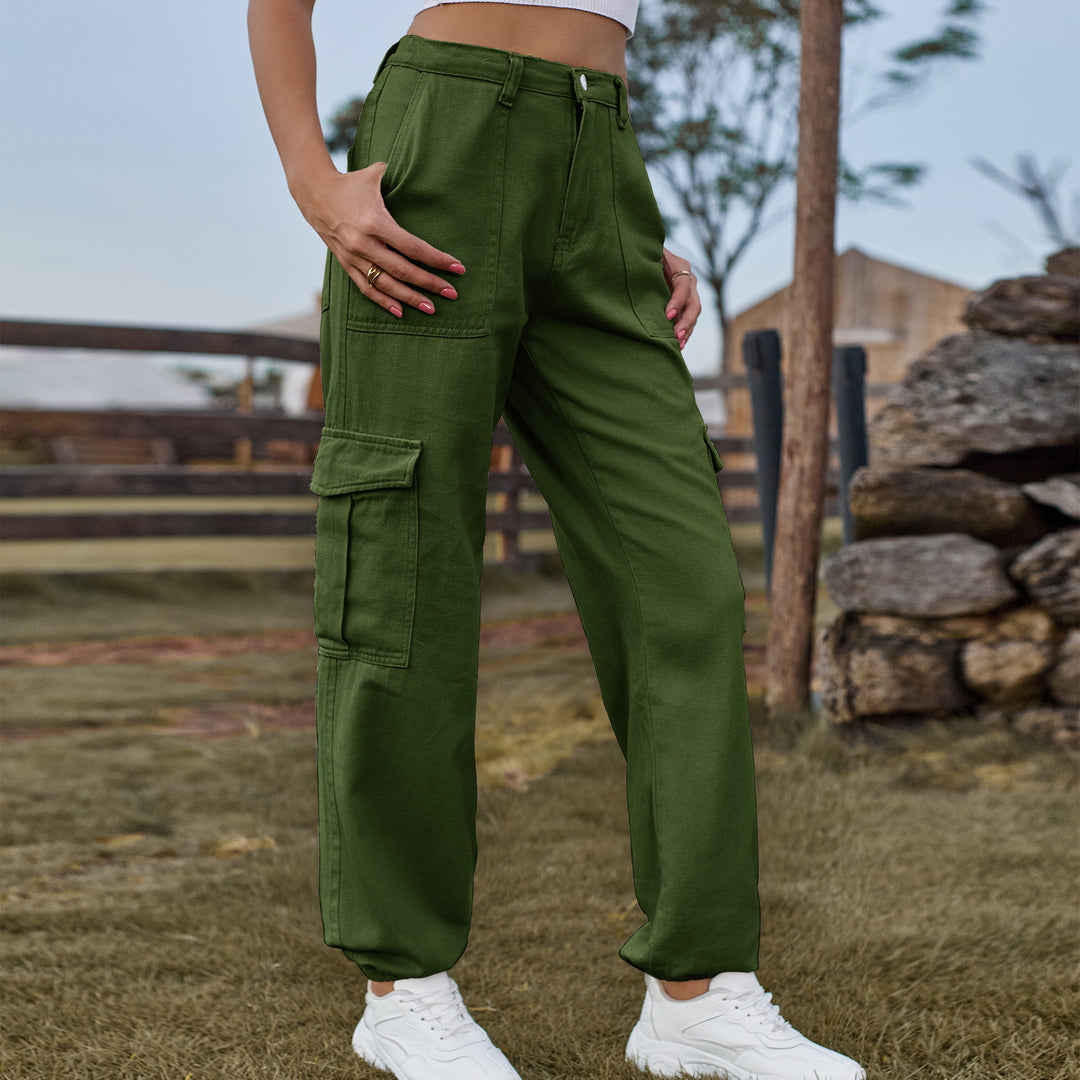 Women's cargo pants with side pockets and high waist Lune London