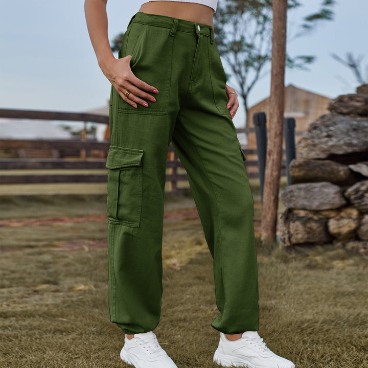 Women's cargo pants with side pockets and high waist Lune London