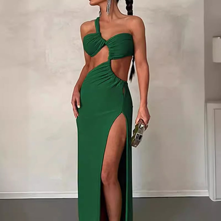 Robe Maxi Couture Femme avec Design Asymétrique et Drapé Élégant Chic & Stil