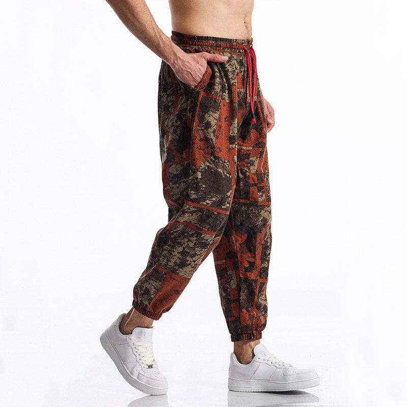 Casual Harem Pants for Men with Colorful Floral Print and Elastic Lune London