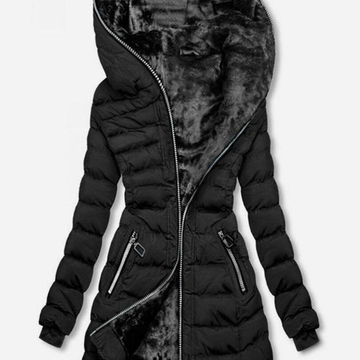 Women's winter jacket lined with high collar and stylish zip pockets Lune London
