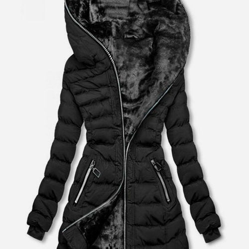 Women's winter jacket lined with high collar and stylish zip pockets Lune London