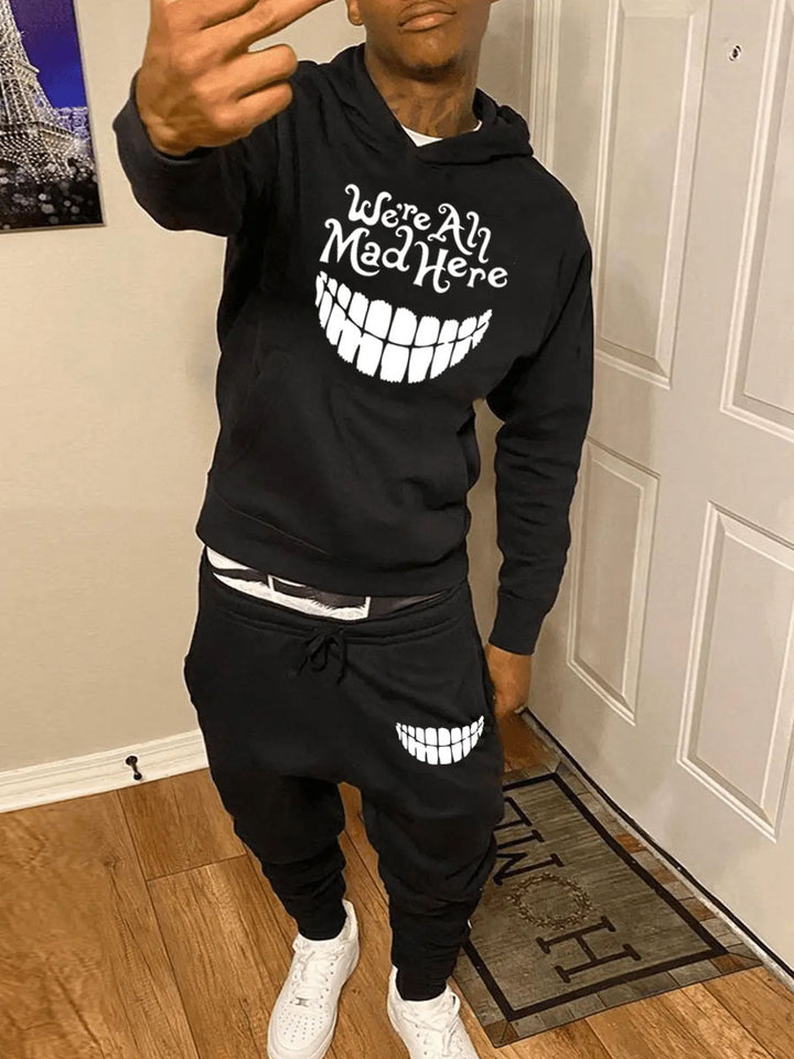 Women's sweatshirt and jogging pants set with creative graphic print Lune London