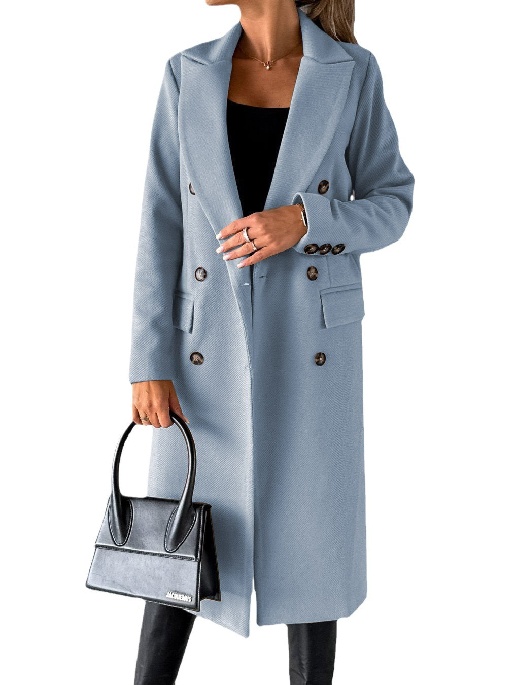 Elegant double-breasted coat for women with practical pockets and high-quality finish Lune London