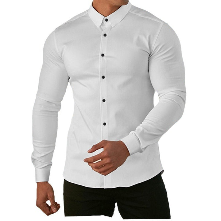 Men's long sleeve sports shirt with textured fabric and modern fit Lune London