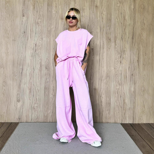 Oversized sporty dress set for women with drawstring at the waist and side pockets Lune London