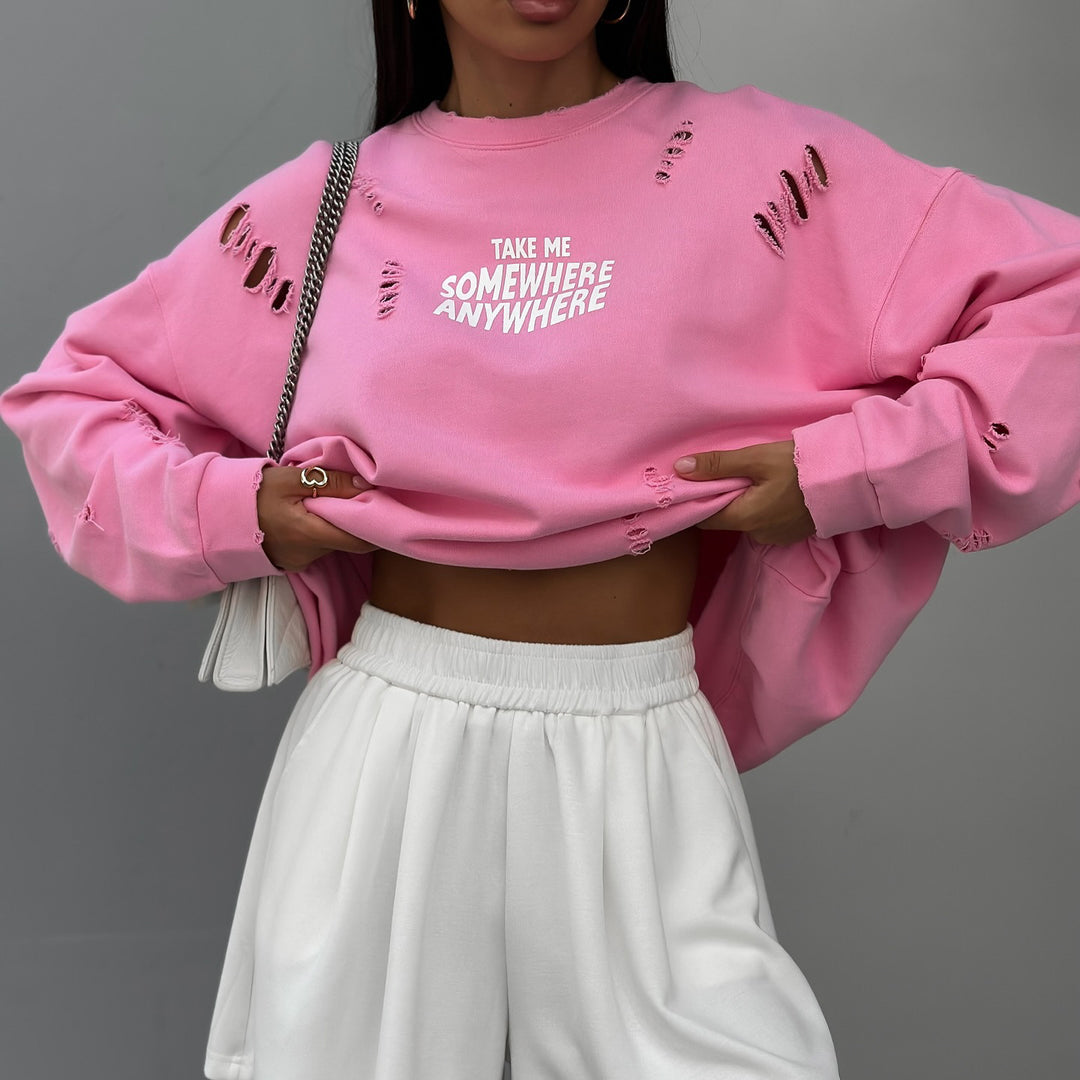 Oversized casual sweater for women with stylish tear details Lune London