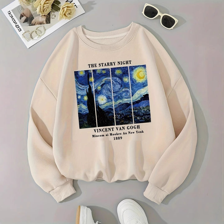 Sweat-shirt femme avec motif artistique de Van Gogh et impression moderne Chic & Stil