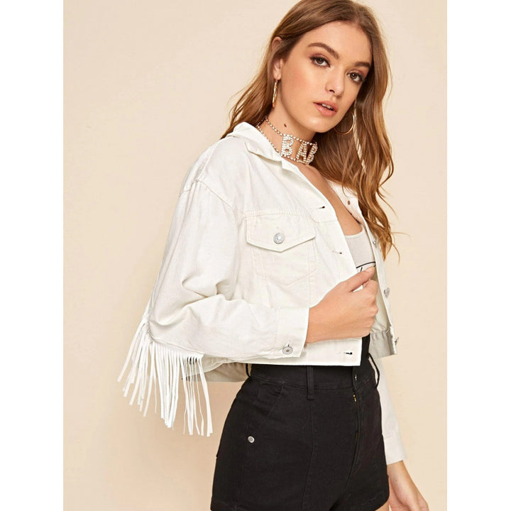 Ladies  
Short fringed jacket with trendy design and casual fit Lune London