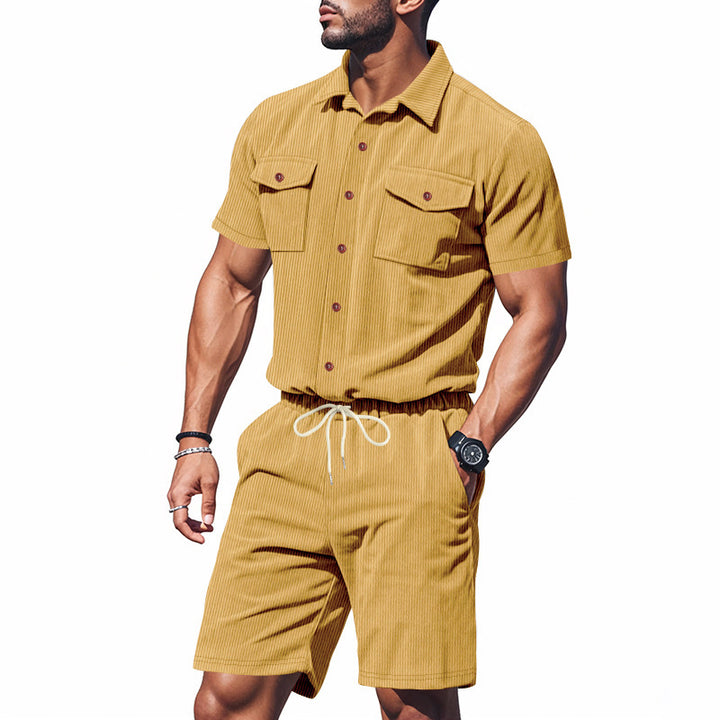 Elegant leisure suit for men with structured details and practical chest pockets Lune London