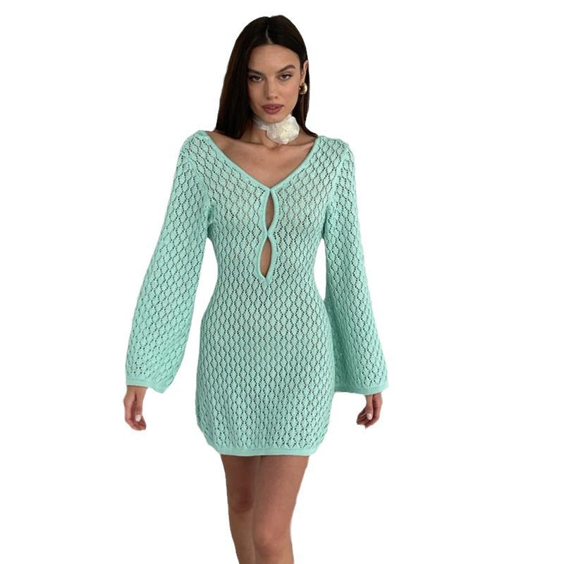 Knit dress for women with an innovative mesh design and elegant cutouts Lune London