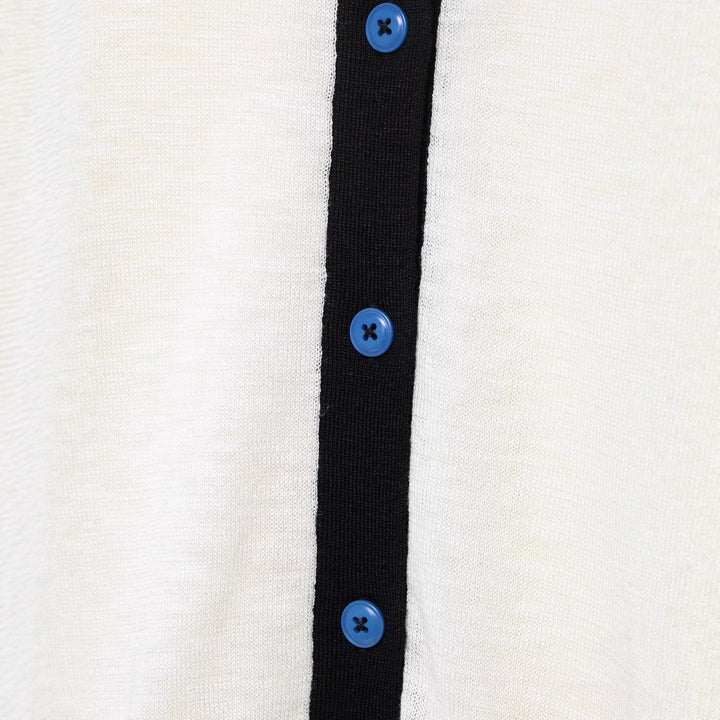 Women trendy short sleeve cardigan with contrasting seams and button closure Lune London