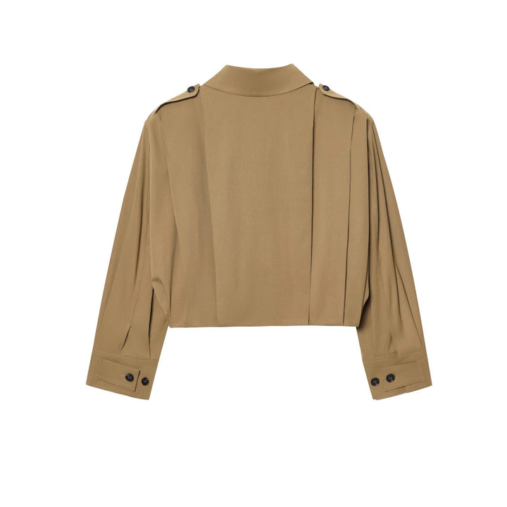 Short jacket for women with decorative button details and modern pleats Lune London