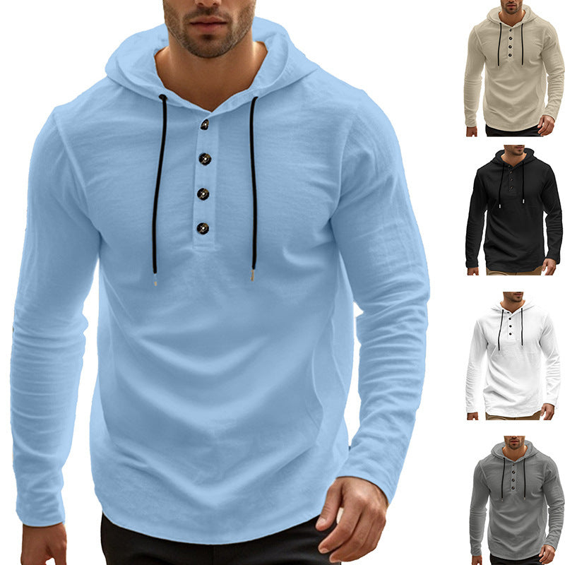 Men's sporty hoodie with button placket and functional pockets Lune London