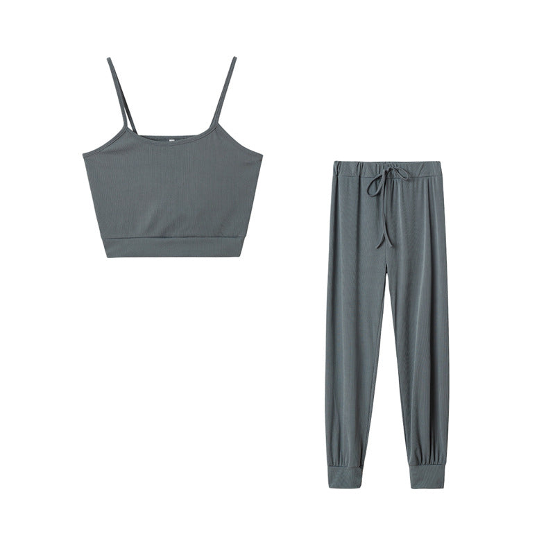 Lune London Women's Cropped Ribbed Loungewear Set