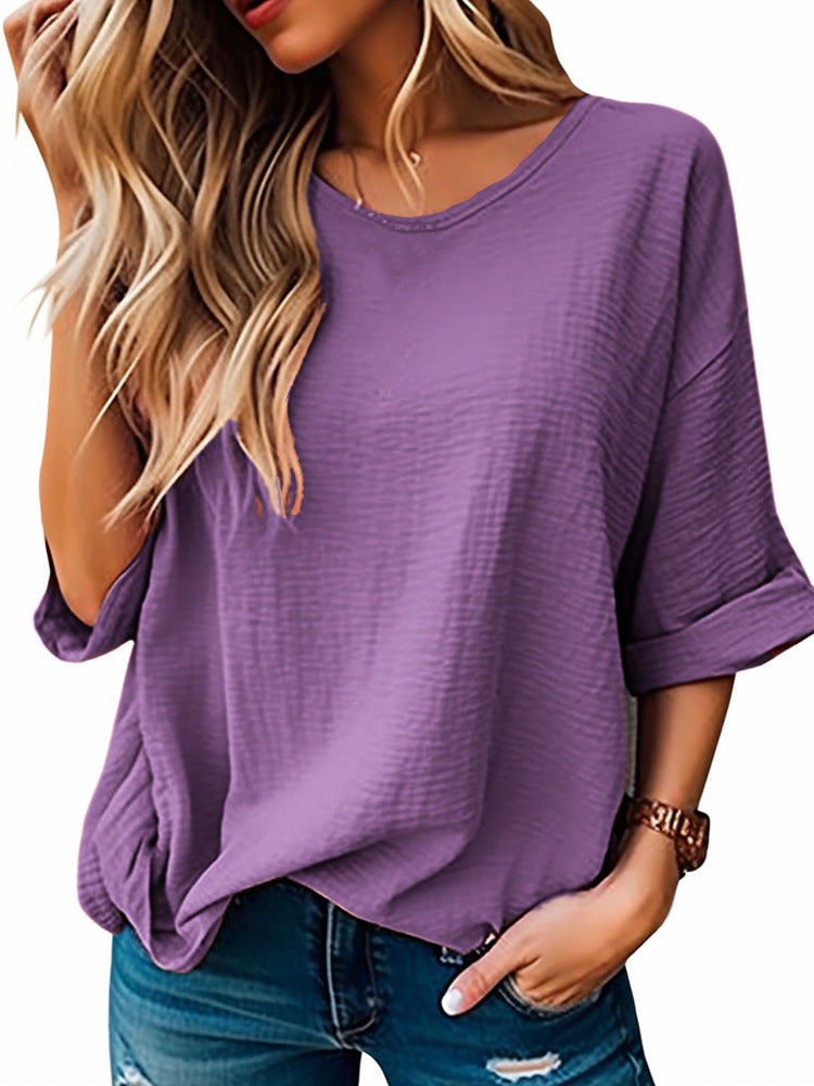 Oversized t-shirt for women with textured fabric and relaxed fit Lune London