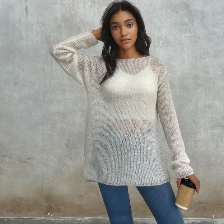 Ladies lightweight transparent knit sweater Lune London