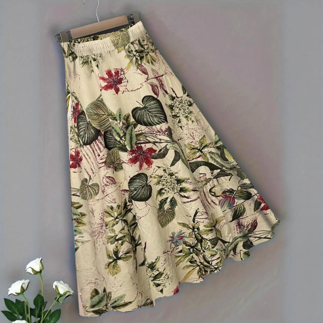 Floral maxi skirt for women with elastic waist and fluid fit Chic and Style