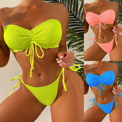 Lune London Textured Strapless Bikini Set