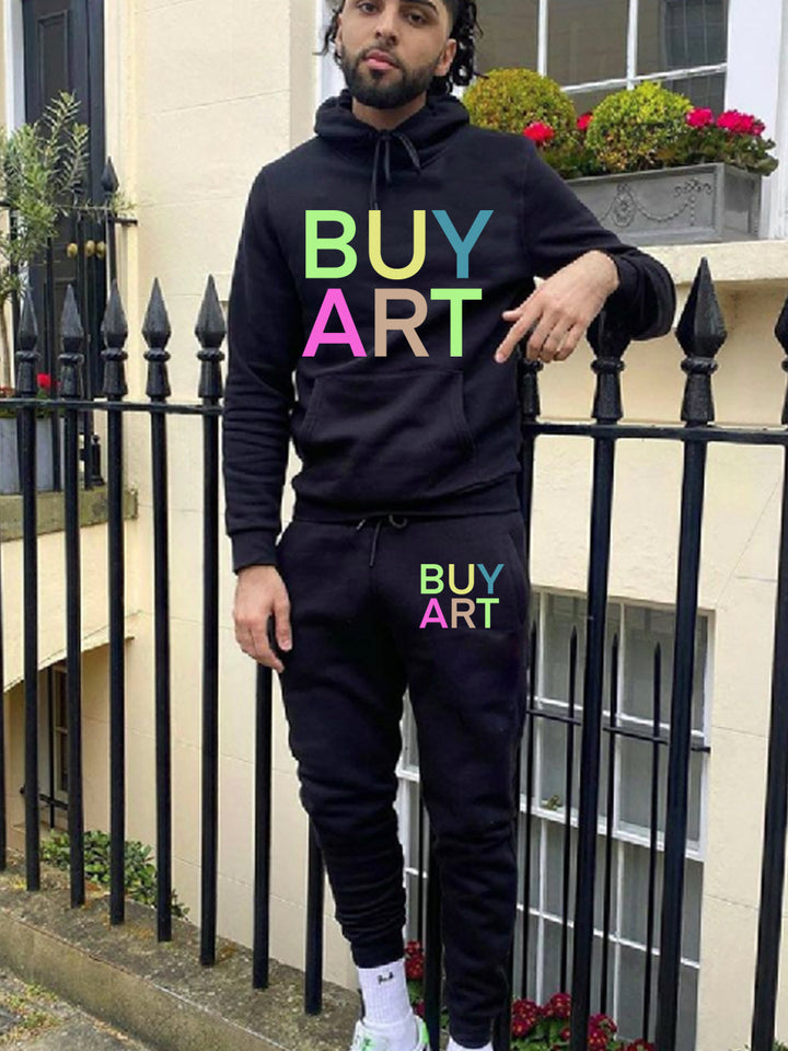Men's hoodie and jogger set with artistic graphic print and relaxed fit Lune London