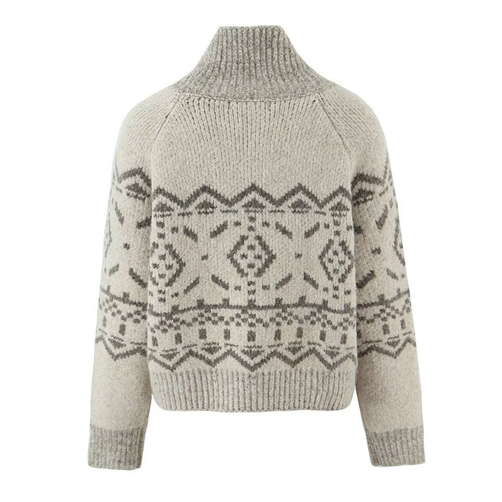 Ladies sweater and cozy knit with stand-up collar and decorative buttons Lune London
