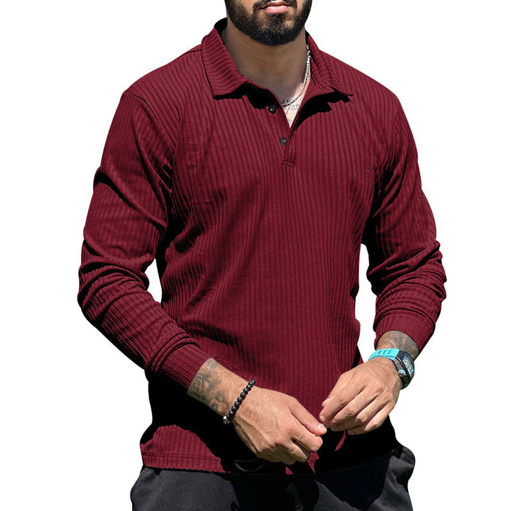 Men's Long Sleeve Polo with structured rib design and classic collar Lune London