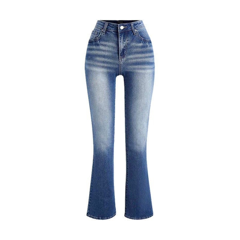 High-waisted bootcut jeans for women with a chic faded effect Lune London