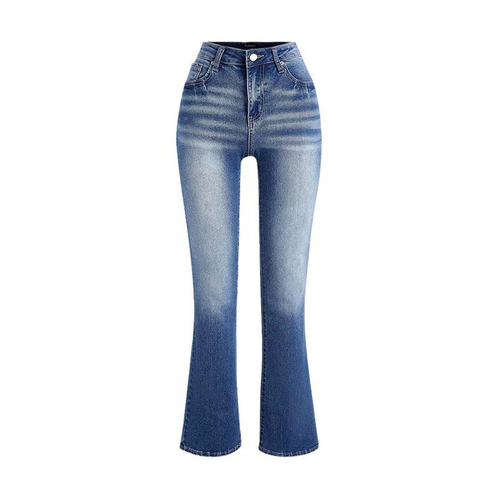 High-waisted bootcut jeans for women with a chic faded effect Lune London