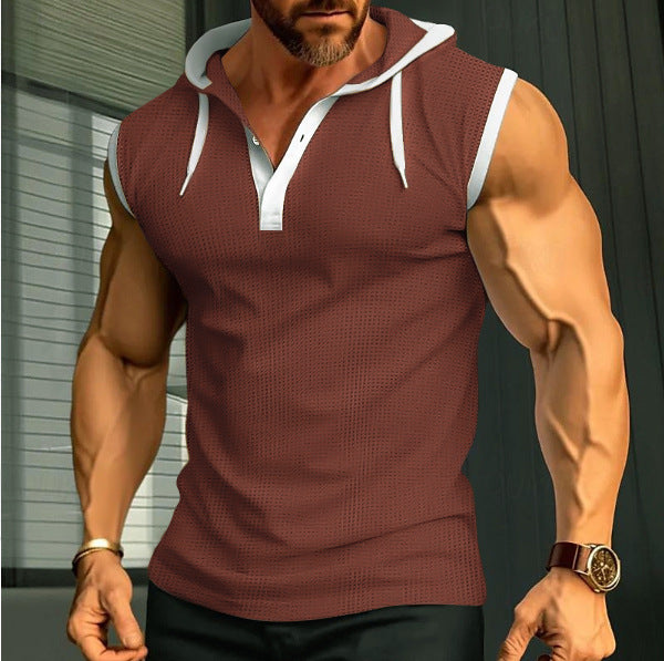 Sleeveless polo for men with modern cut and practical hood Lune London
