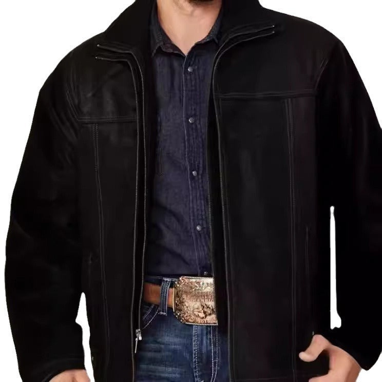 Premium leather jacket for men with modern details and practical pockets Lune London