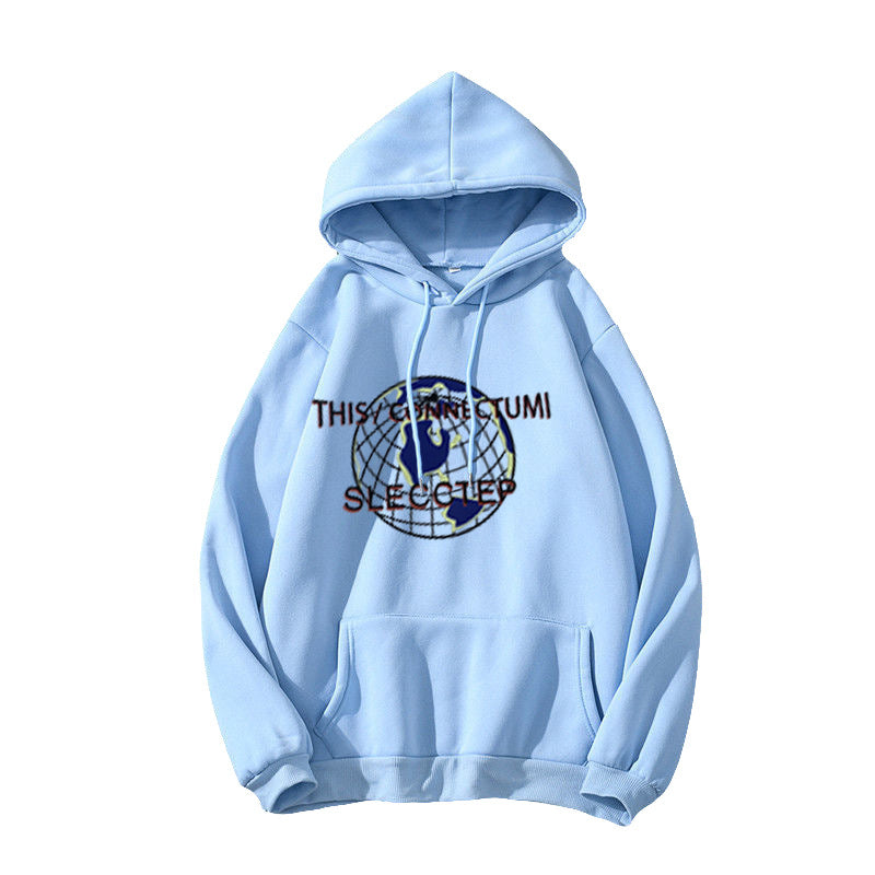 Women's Hoodie with Modern World Map Design Chic & Stil