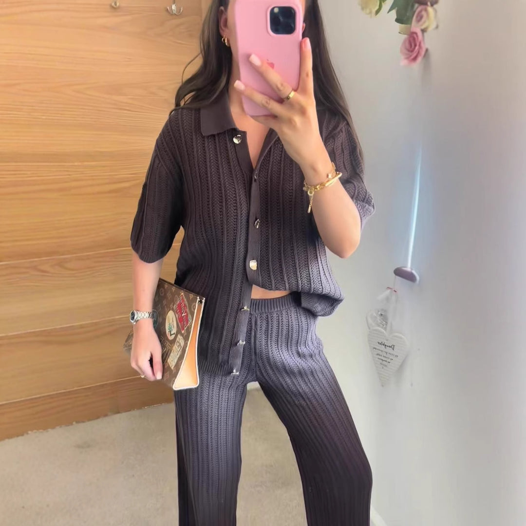 Pants for women with wide elastic waist and stylish stripes Lune London