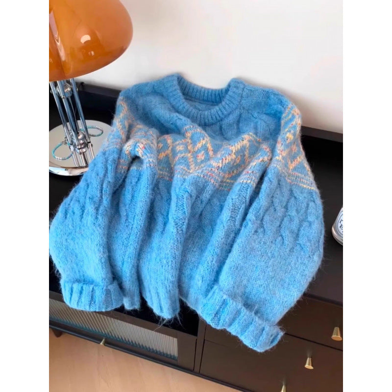 Pull à mailles épaisses pour femmes avec motif nordique et matériau doux Chic & Stil