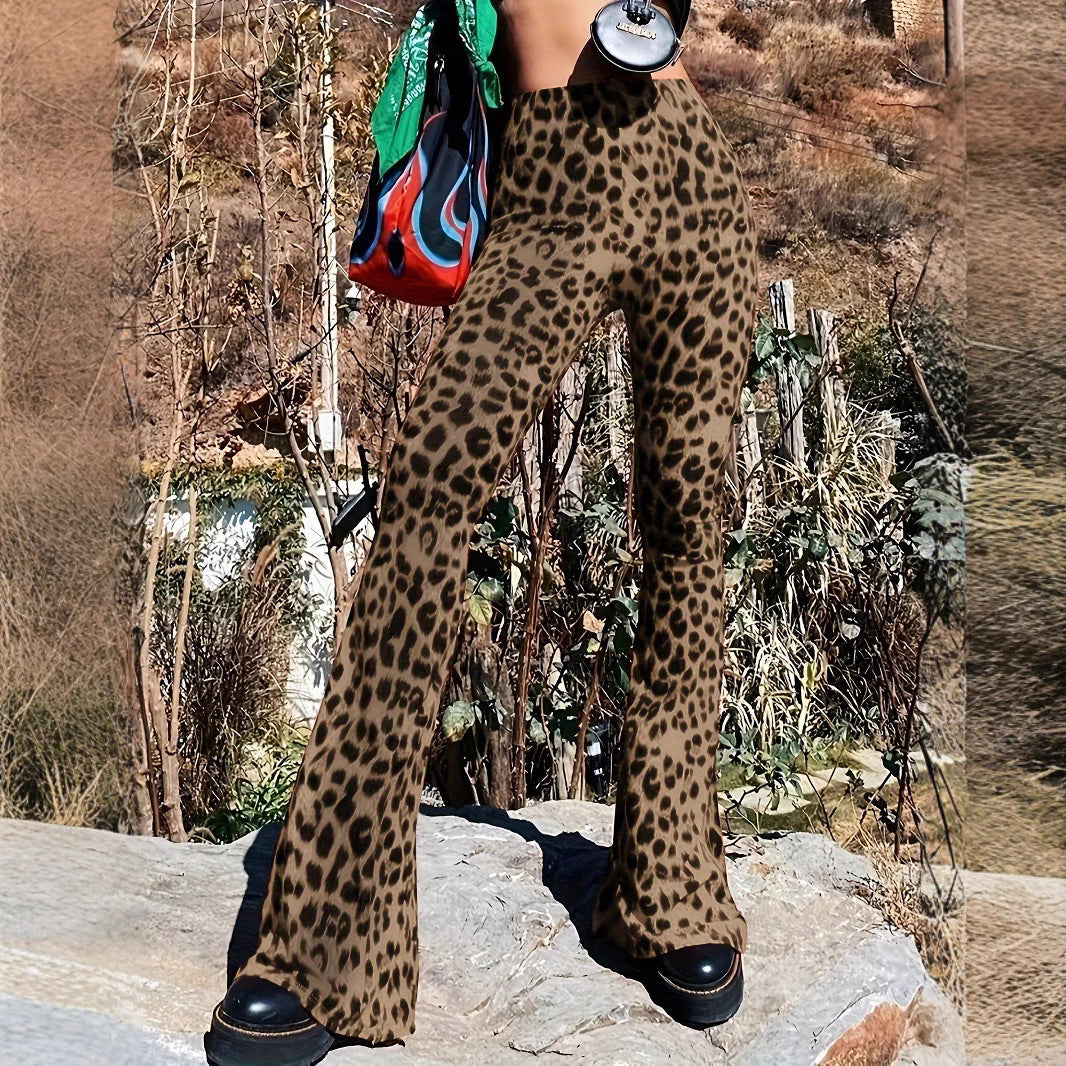 Flared pants for women with animal print Lune London