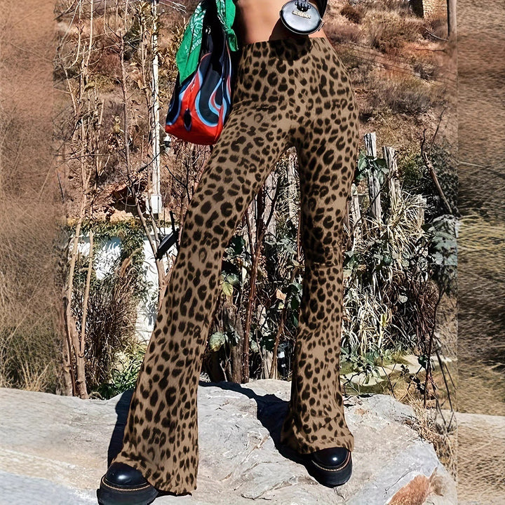 Flared pants for women with animal print Lune London