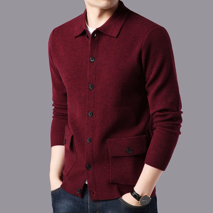 Structured knit jacket for men with button closure and practical pockets Lune London