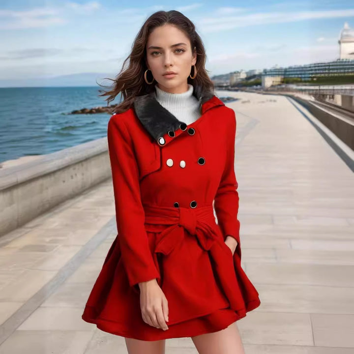Trendy trench coat for women with soft collar and flared cut Lune London
