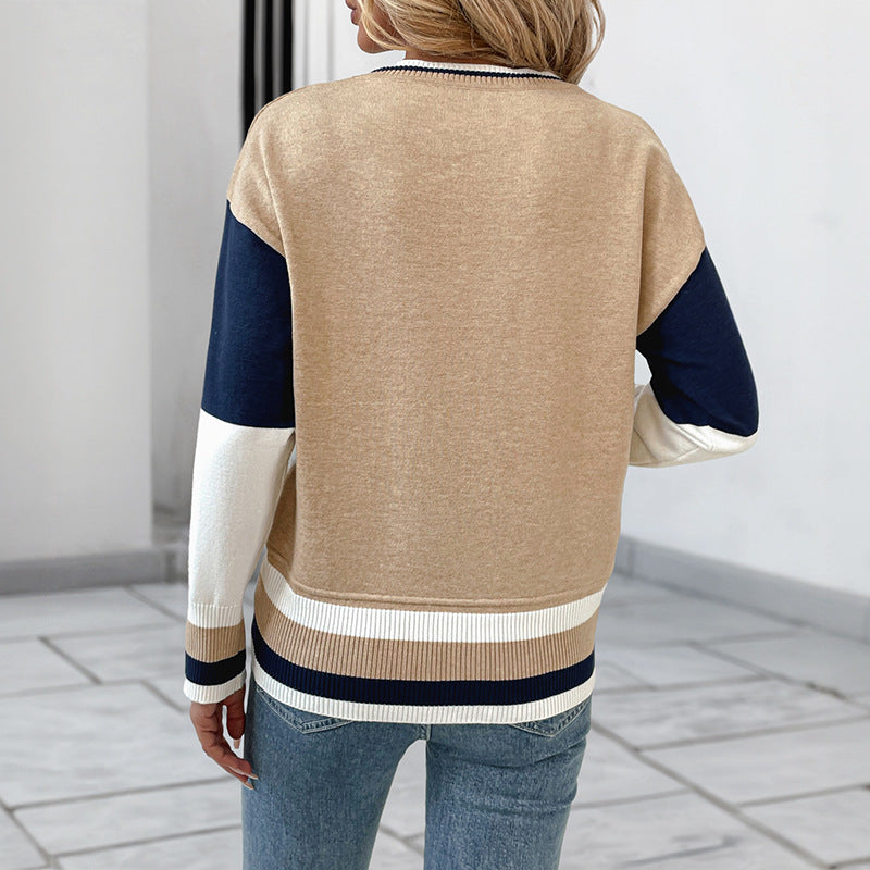 Casual jumper for women with blocked colors and round neck Lune London