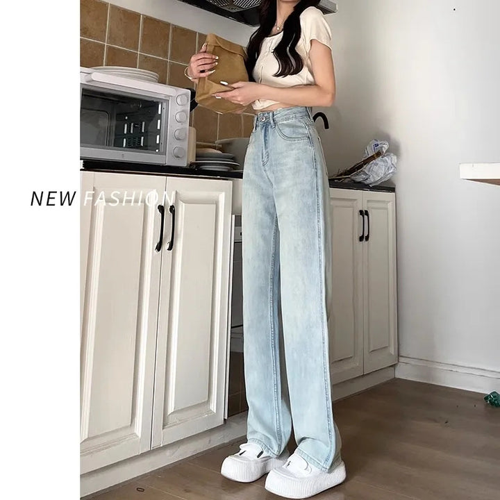 Jean femme large taille haute avec ajustement confortable Chic & Stil