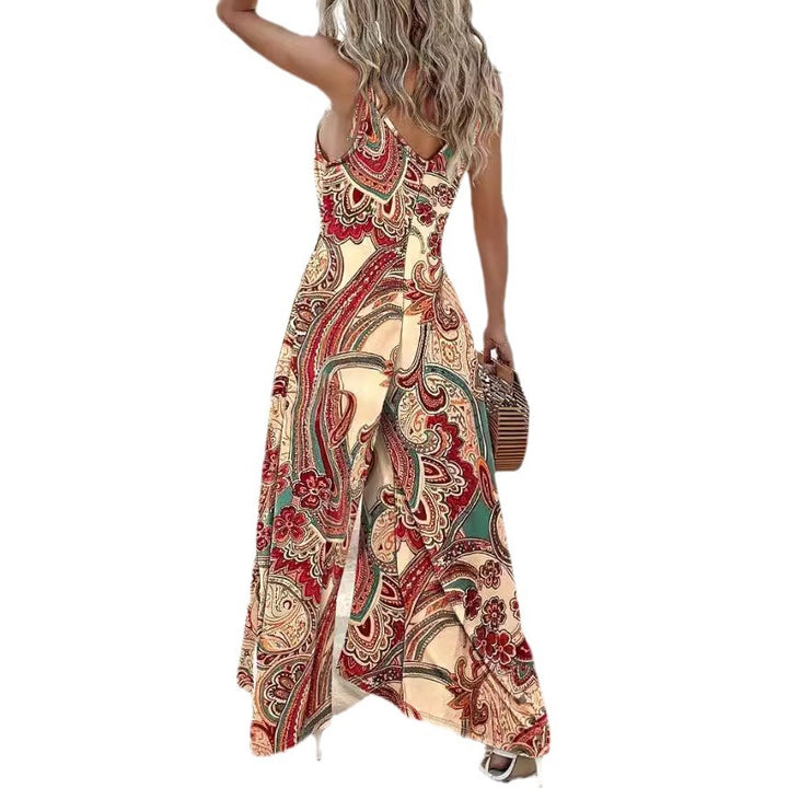 Elegant paisley silk maxi dress for women Lune London